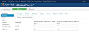 JoomShopping Addons: Minimum/maximum number of products for usergroup 