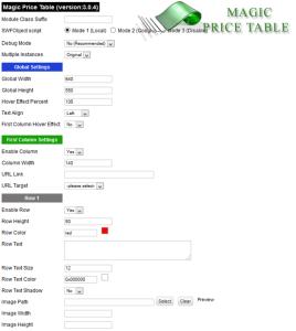 Magic Price Table 
